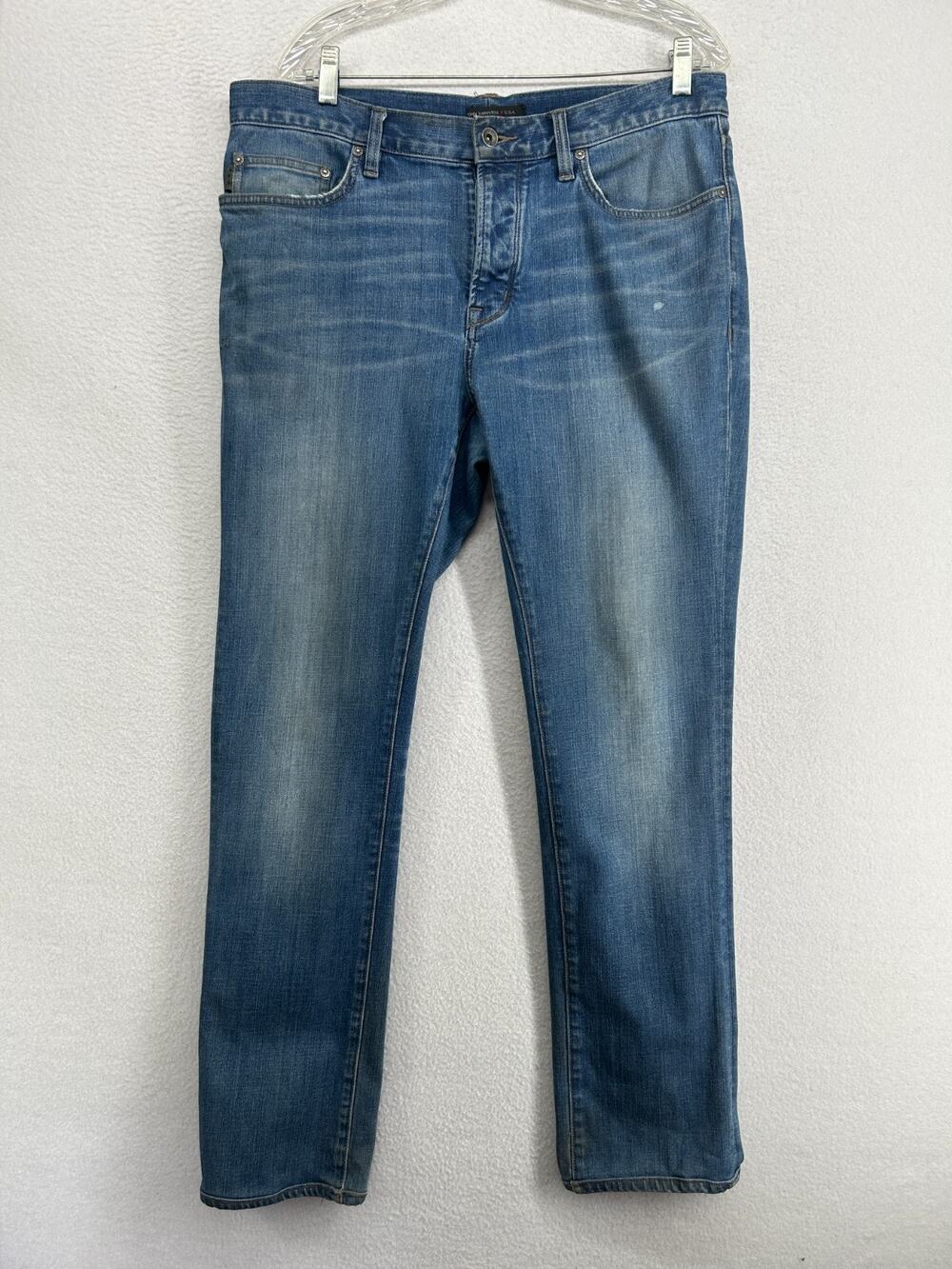 JOHN VARVATOS Jeans Mens 36 Wight Slim Straight Red Star Denim Button Fly Blue